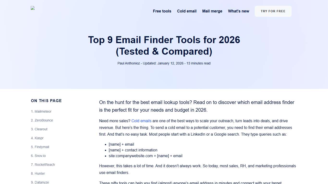 Top 9 Email Finder Tools for 2026 (Tested & Compared)